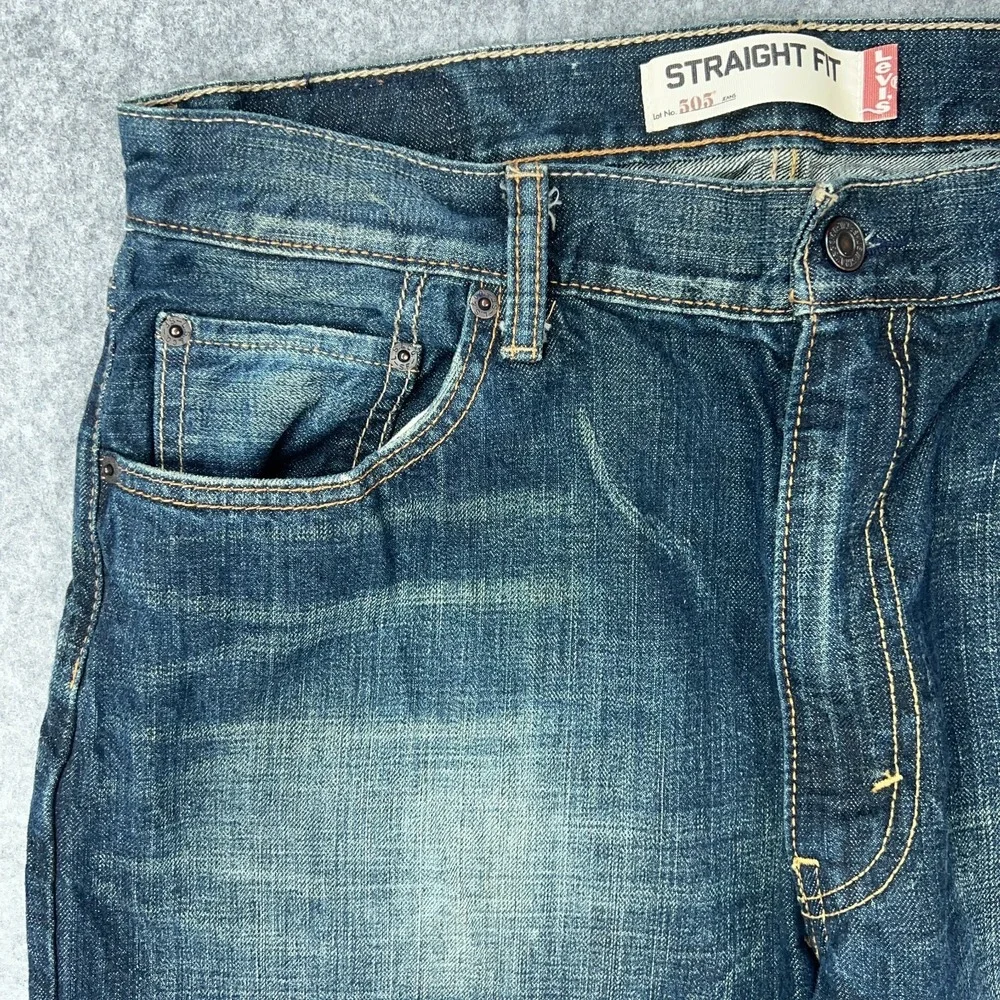VTG Levi's Jeans Men‎ 36x32 Blue 505 Straight Regular Faded Whisker Denim Pants